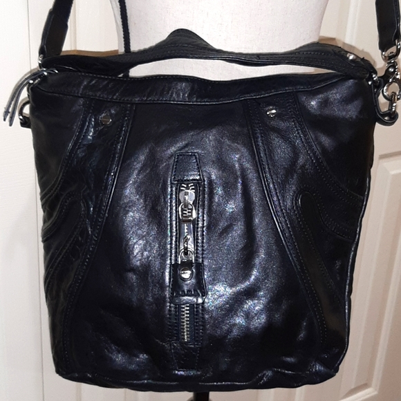 Rare NWOT L.A.M.B. Brunswick Curve Genuine Black Leather Bag by Gwen Stefani - Picture 2 of 13